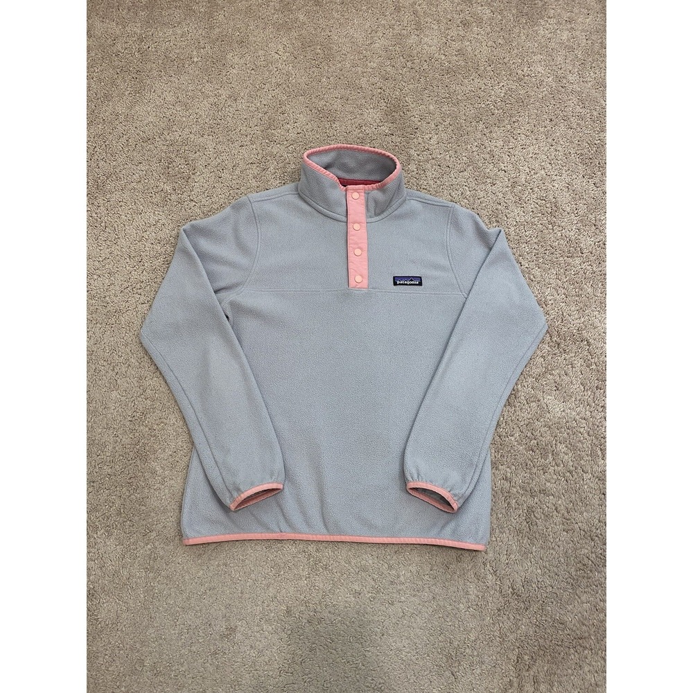 Patagonia Micro D Snap-T Womens S Pullover Fleece Sweater Grey Pink Outdoors